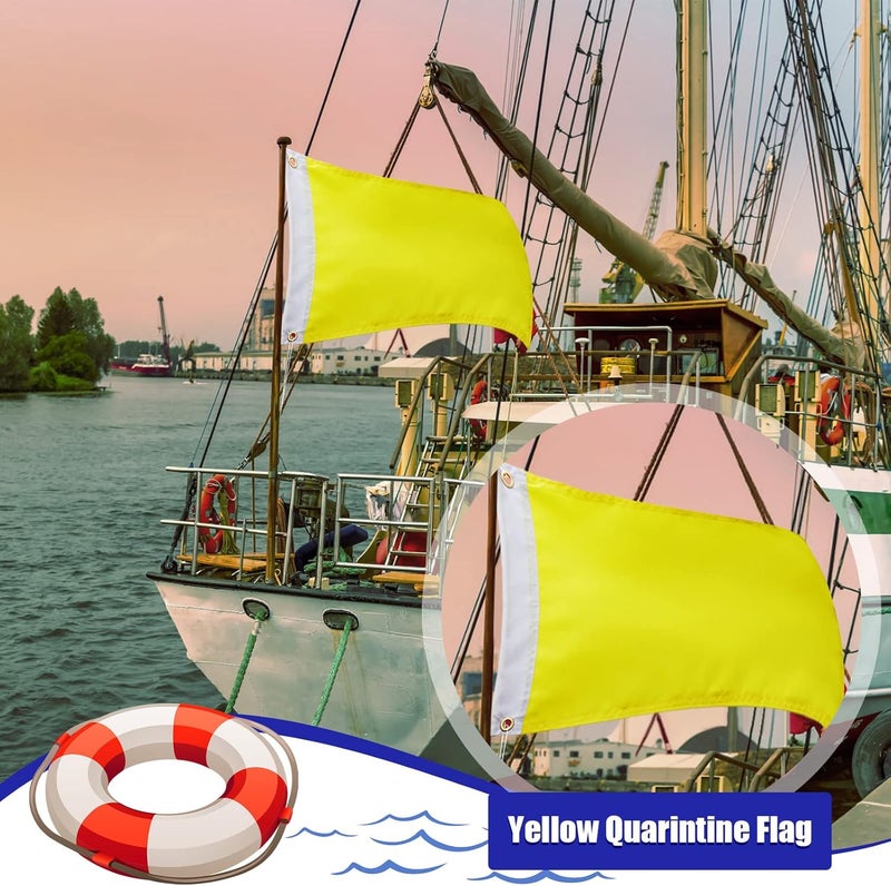 Boyiee 2 Pcs Yellow Quarantine Flag Blank Nautical Quarantine Message Flags Solid Color Nylon Boat Flag for Marine Sailing Port Entry, 12" x 18" - Image 5